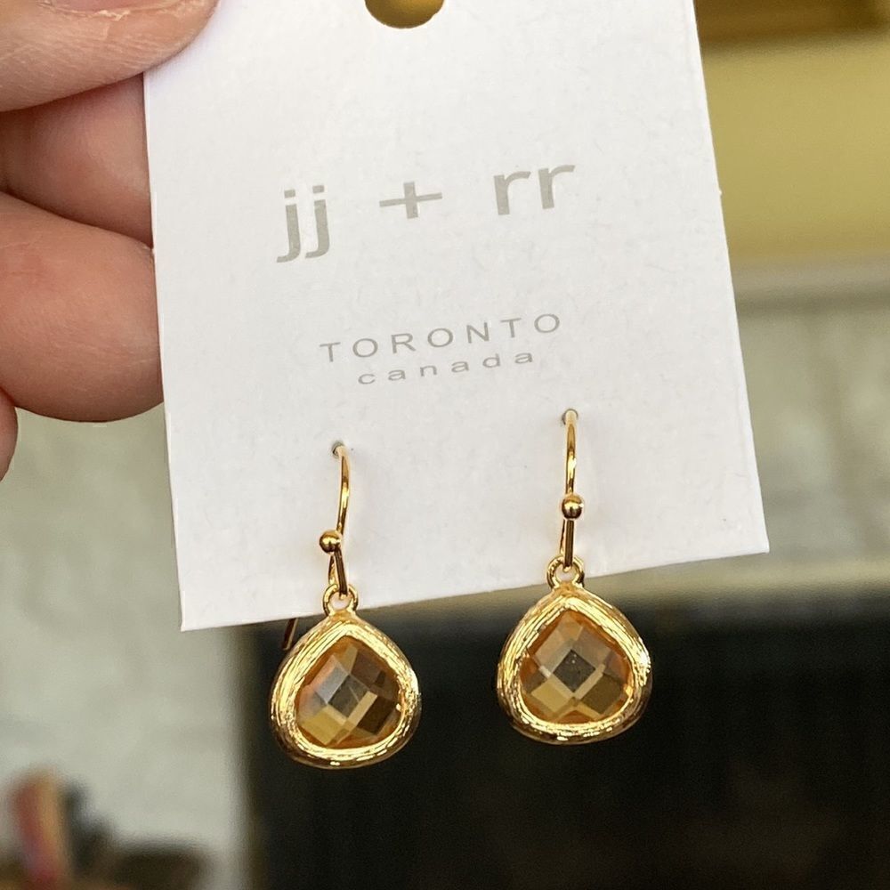 NEW!  jj + rr Toronto 925 Sterling Silver Plated Gold Tone Dangle Earrings